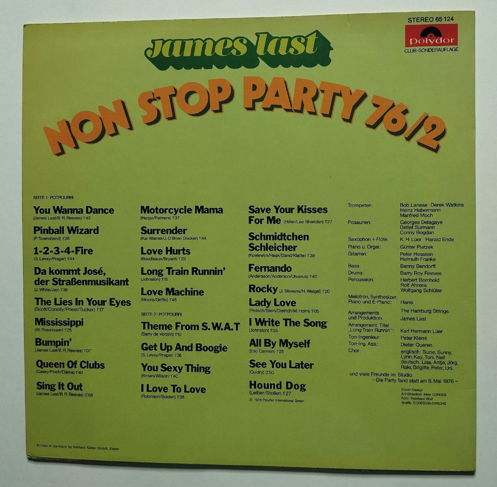 Винтажная виниловая пластинка LP James Last Non Stop Dancing 1976/2 (Germany 1976) (Club Edition)