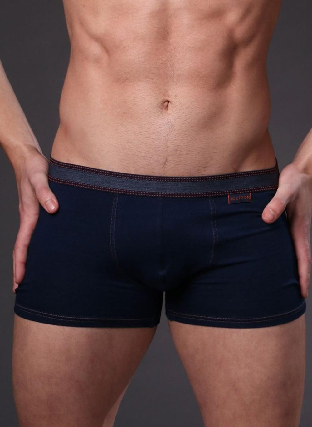 Облегающие хлопковые трусы-боксеры (Размер: M) (Цвет: темно-синий)