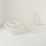 Контейнер для запекания и хранения стеклянный с вакуумным эффектом, 2,6 л, молочный