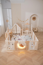 Манеж UNIX Kids DeLuxe House&Storage Camel, 150 x 180 см с игровыми аксессуарами