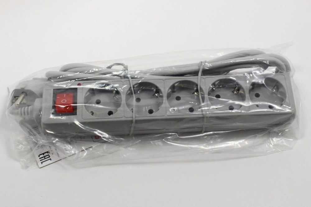 Сетевой фильтр Buro 500SL-3-G 3м (5 розеток) серый (пакет ПЭ)