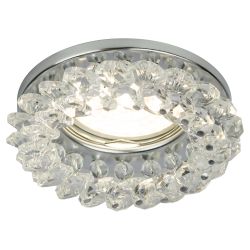 Светильник встраиваемый декоративный ЭРА DK16 CH/WH под лампу MR16 GU5.3 декор с хрусталиками прозрачный/хром | Декоративные встраиваемые светильники