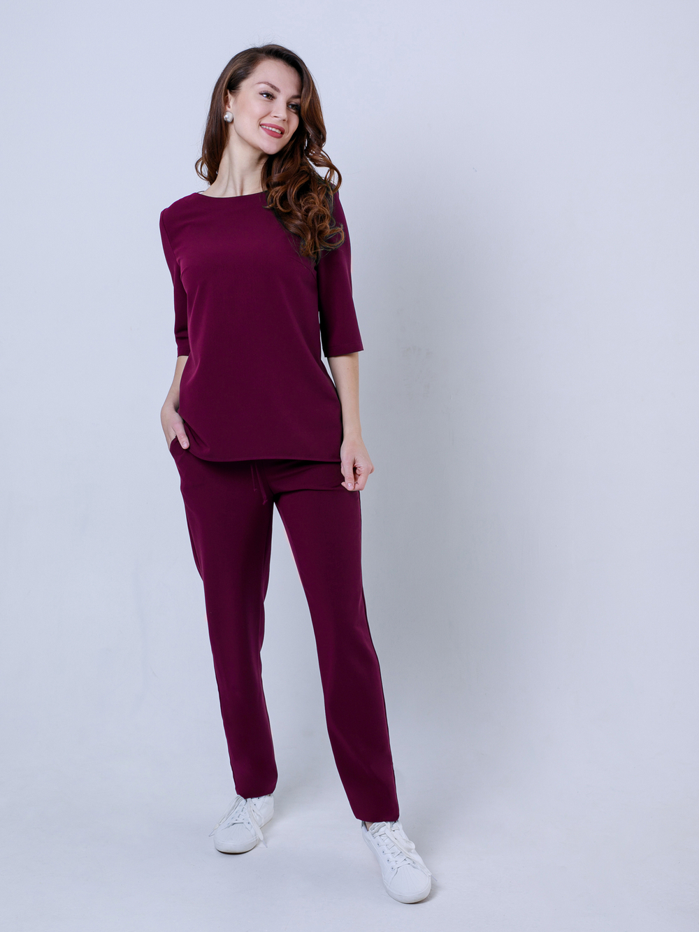 Женская медицинская блуза сливового цвета Медис Бл-349/2