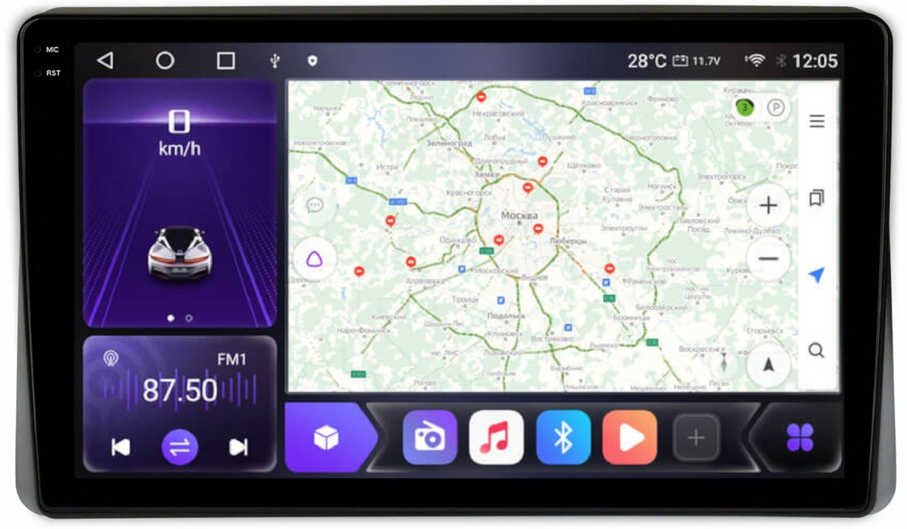 Магнитола для Renault Arkana 2019+, Duster 2020+ (большой экран) - Carmedia EW-1149 QLed+2K, Android 12, TS10, CarPlay, 4G SIM-слот