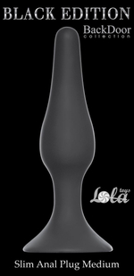 Чёрная анальная пробка Slim Anal Plug Medium - 11,5 см