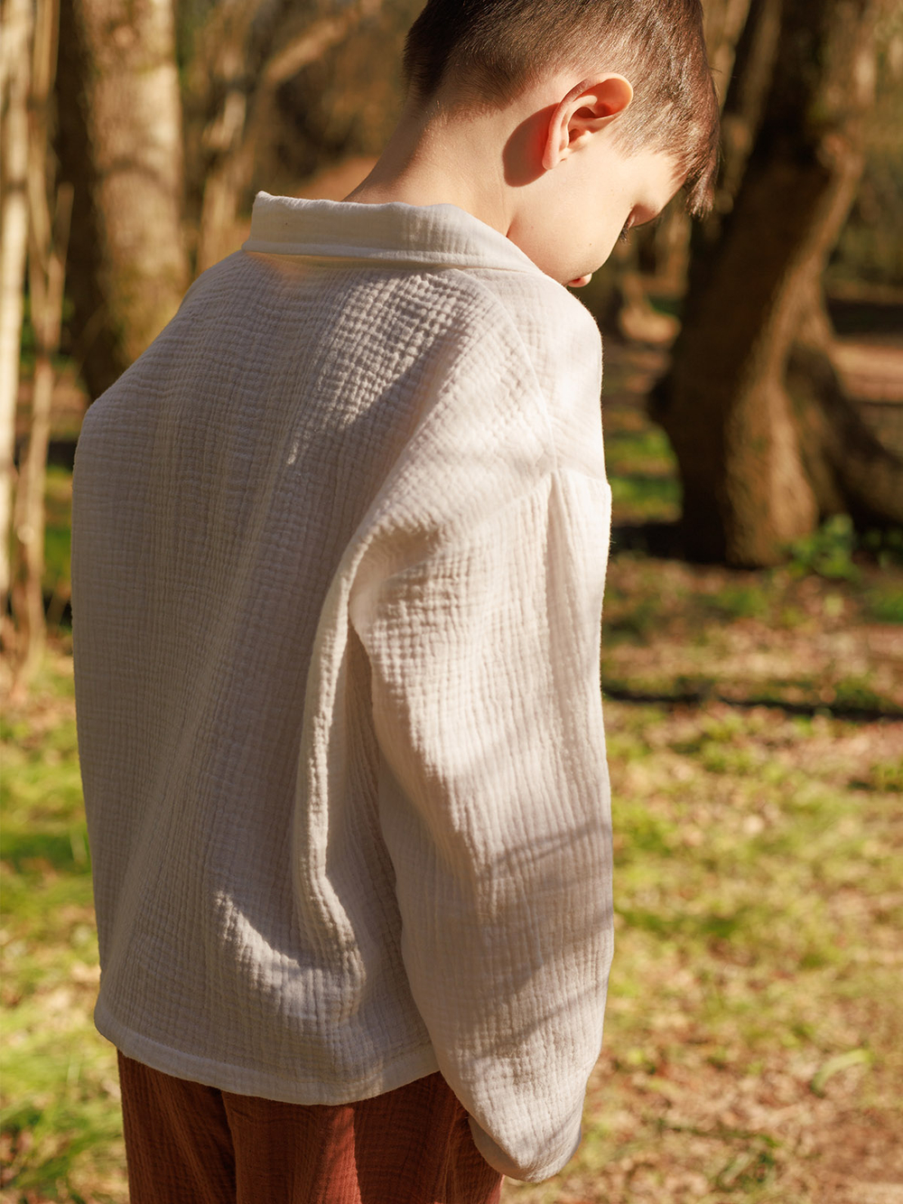 Поло оверсайз с длинным рукавом Mjölk Cream, из муслина