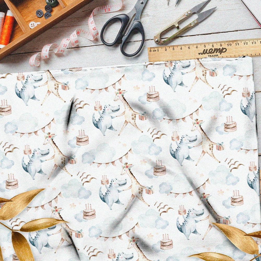 Ткань шифон зверьки на дне рождения