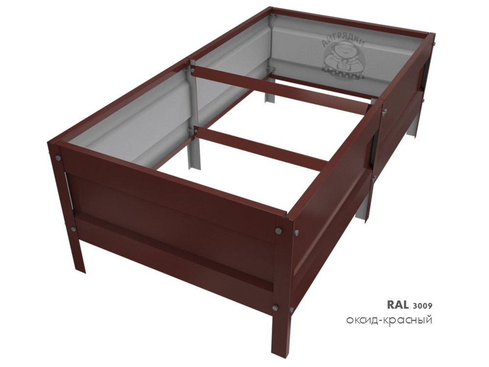 Оцинкованная грядка усиленная с полимерным покрытием RAL 3009 оксидно-красный