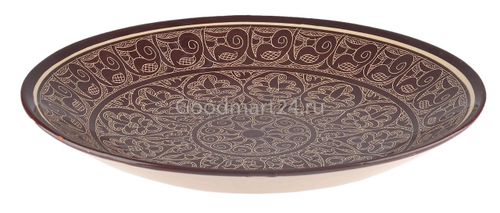 Ляган 38 см. плоский коричневый Риштанский