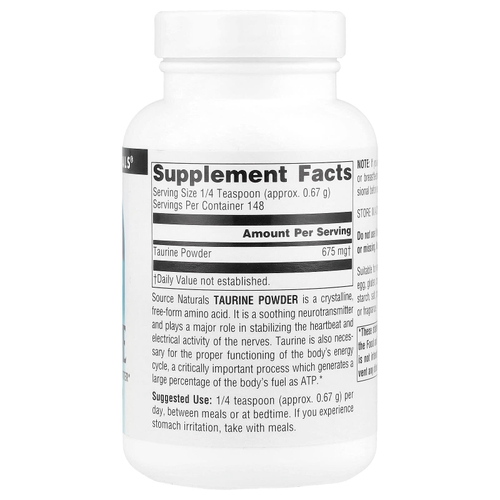 Source Naturals, таурин в порошке, 100 г (3,53 унции)