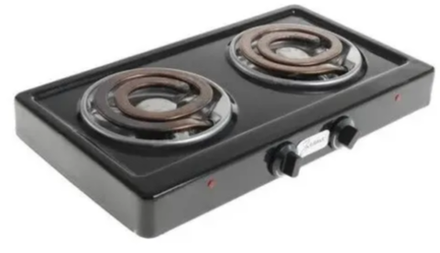 Печка электрическая "ЗЛАТА" чёрная  2х-комфорт, 2000-ВТ модель 214 Т.