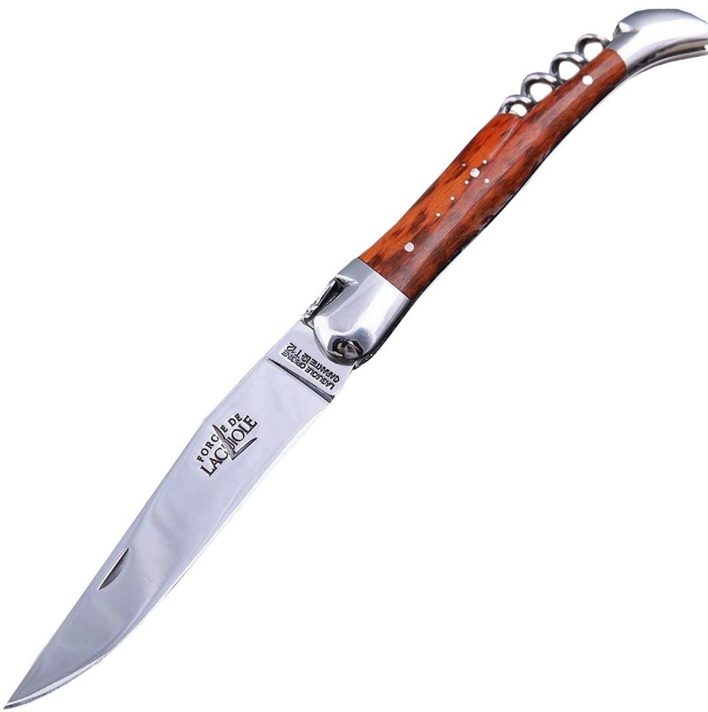 Folding knife, 12 cm blade, 2 pieces (blade+corkscrew), 2 stainless steel bolsters, shiny finish, Sn