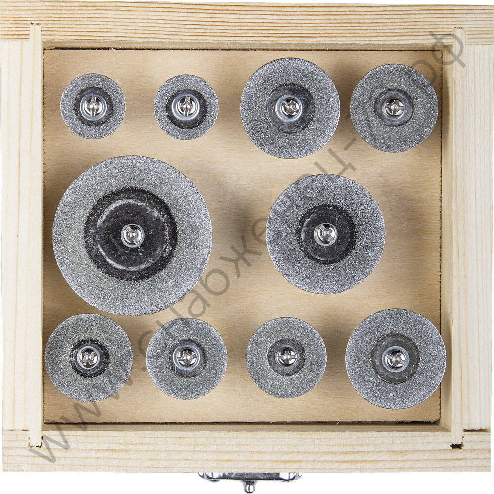 ЗУБР 10 шт., 16 - 40 мм, хвостовик d3 мм, Набор алмазных отрезных мини-кругов (33385-H10)