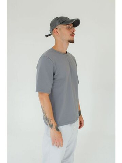 Футболка унисекс серая повседневная базовая оверсайз