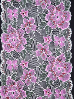 194 Кружево эластичное 19 см, Италия, весна, белый/лиловый