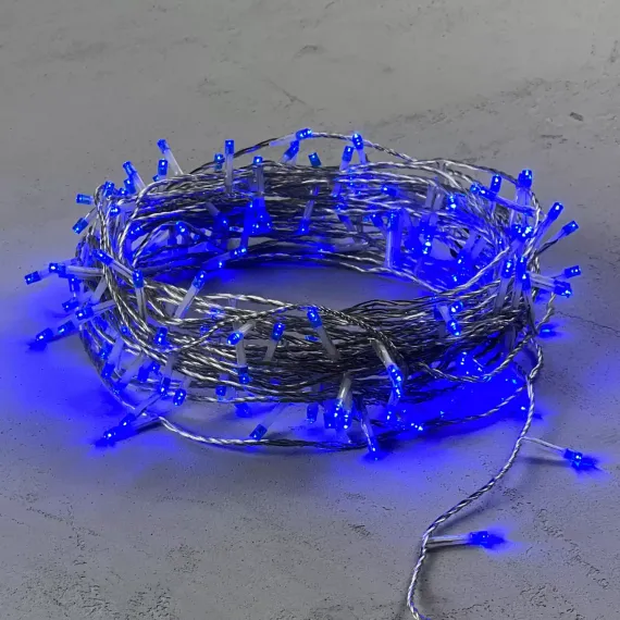 Светодиодная гирлянда 20 м., 200 синих LED ламп, 24V., прозрачный силиконовый провод, IP65, Beauty Led (EST200-10-1B)