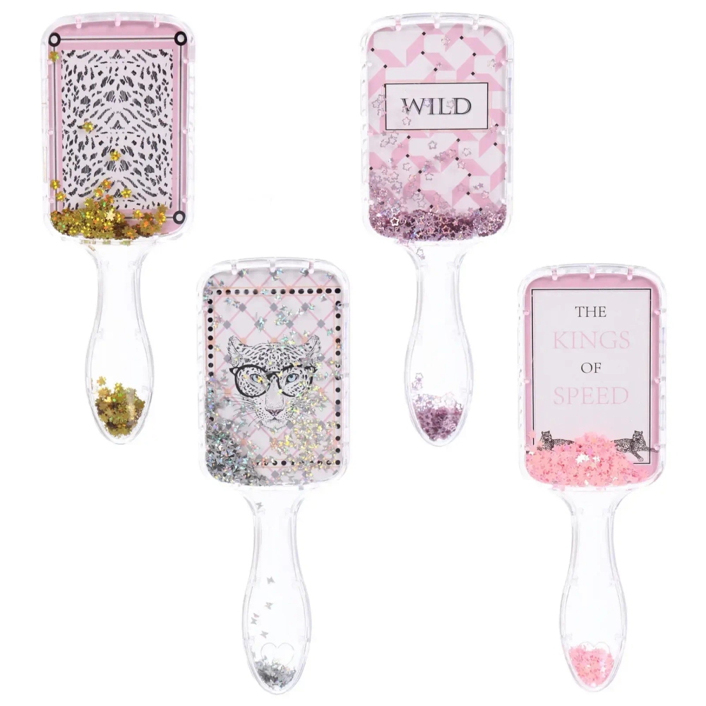 Расческа массажная прямоугольная «ЭЙФОРИЯ», микс 4 дизайна, 23*8,5см (PVC подвес)