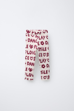 ZARA ЛЕГИНСЫ В РУБЧИК С ПРИНТОМ, БУРГУНДИ