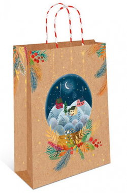 Сумка Крафт 26*32*12см  НГблеск тисн.с круч..ручка АССОРТИ