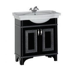 Тумба с раковиной Aquanet Валенса 80 черный краколет/серебро