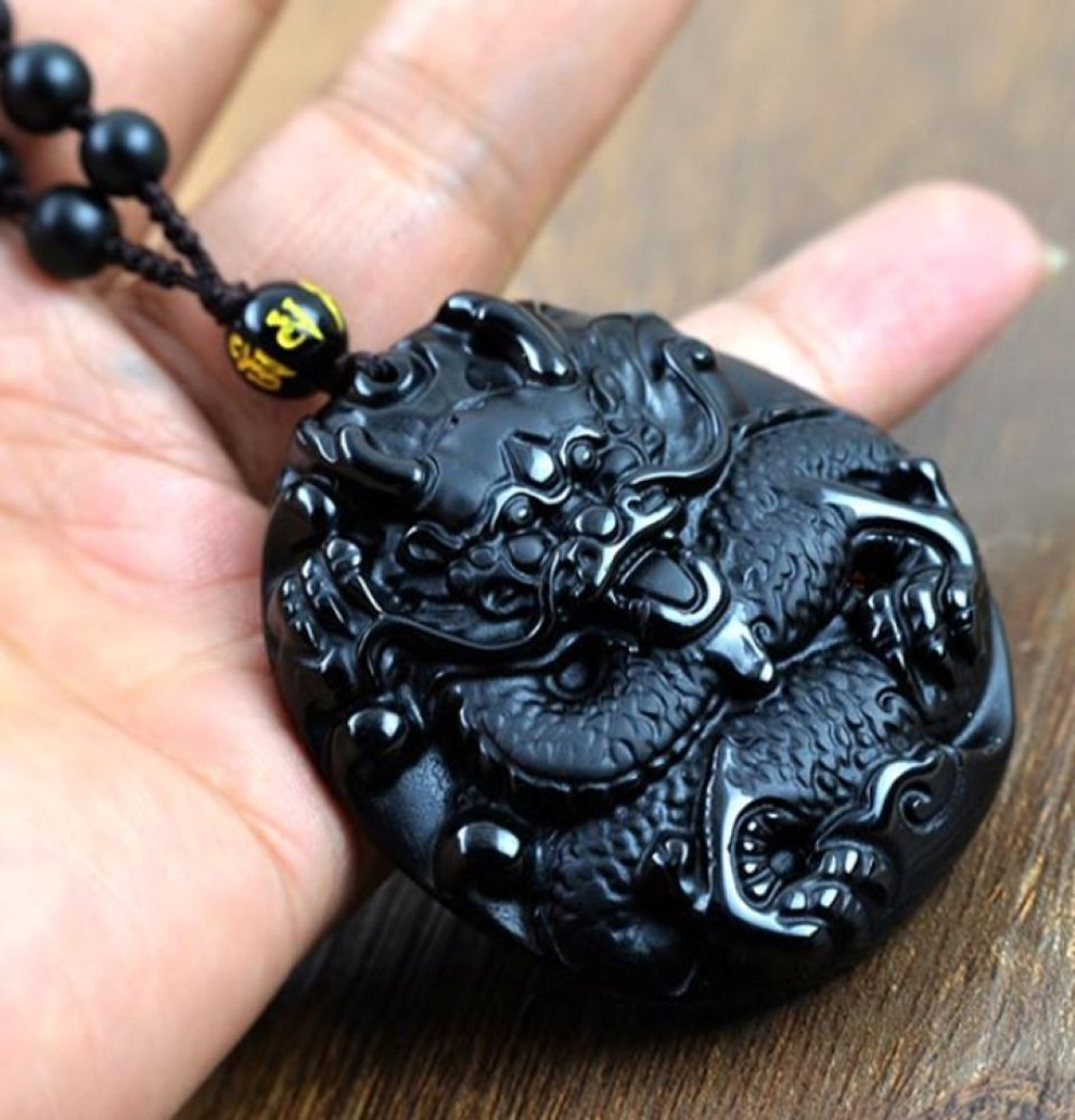 Подвеска Дракон-Покровитель Натуральный Обсидиан О-67