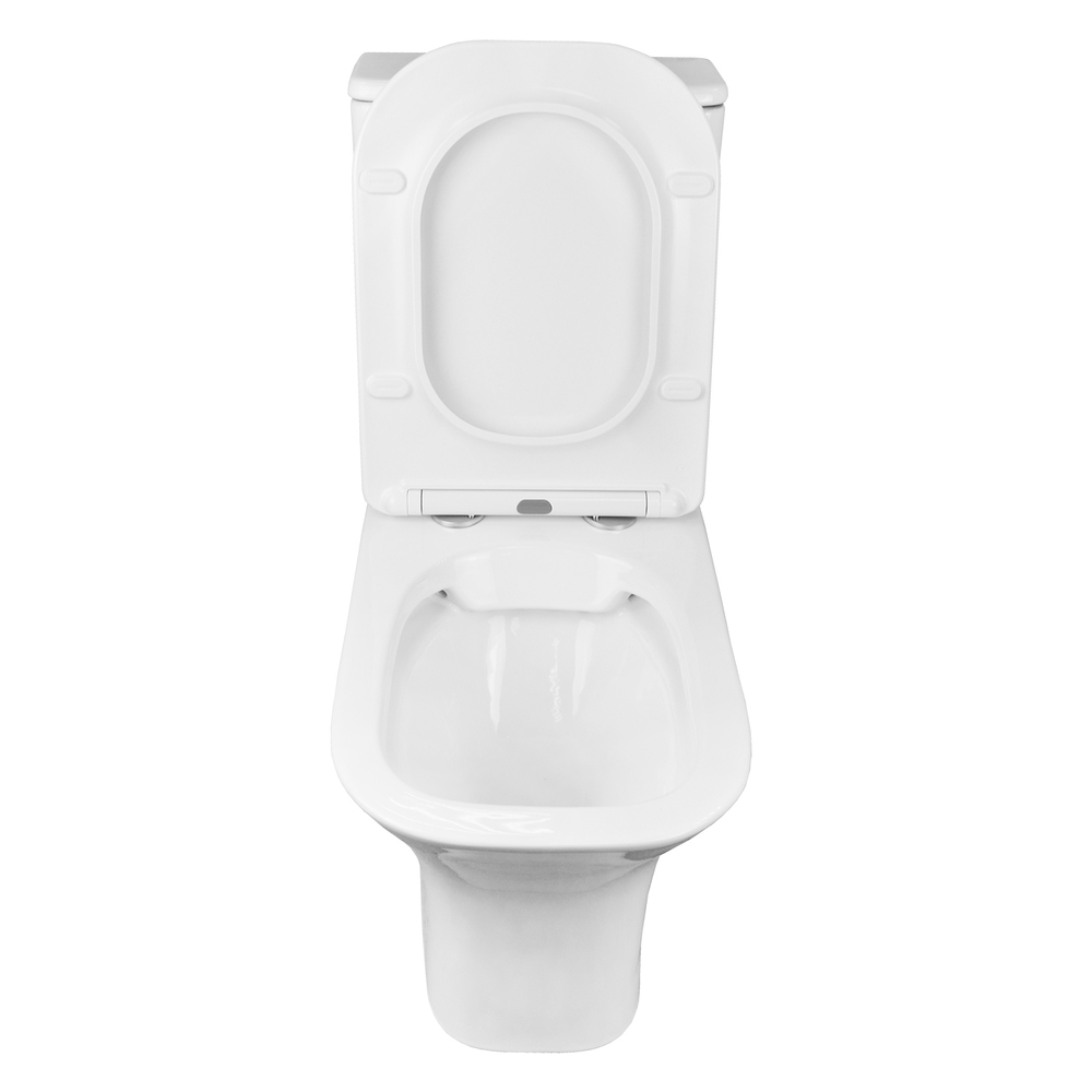 Унитаз-компакт безободковый Azario Fretta Square AZ-5121-G с крышкой-сиденьем микролифт, белый