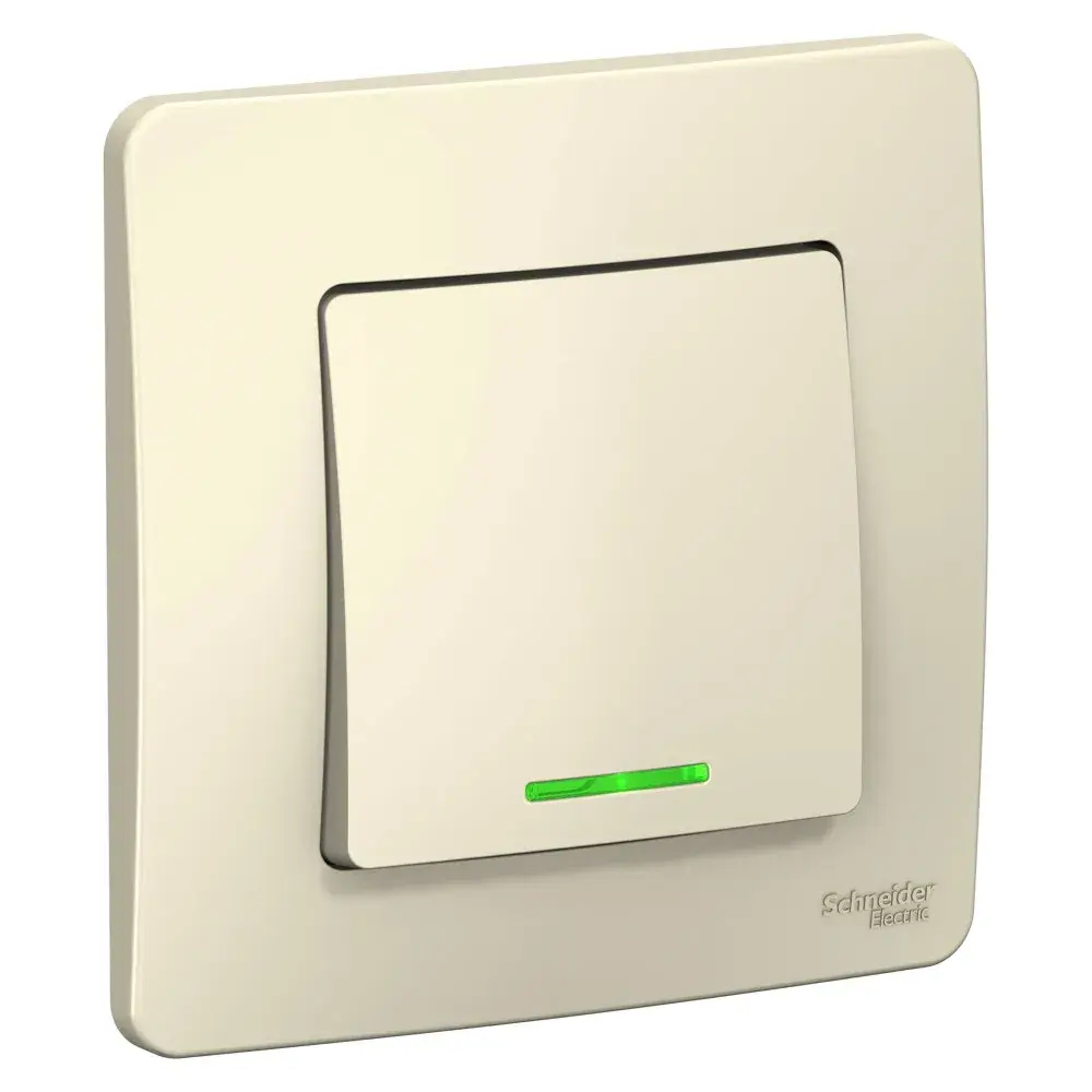 BLANCA С/У 1-клавишный ВЫКЛЮЧАТЕЛЬ (сх.1) с подсветкой, 6А, 250В, МОЛОЧНЫЙ