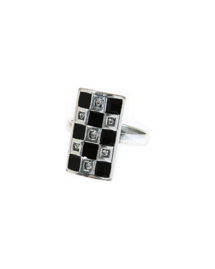 "Нарды" кольцо в серебряном покрытии из коллекции "Black & White" от Jenavi