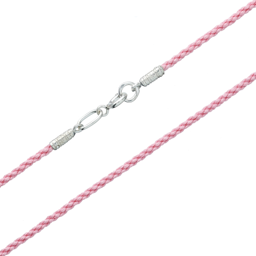 Гайтан текстильный/Серебро/Розовый