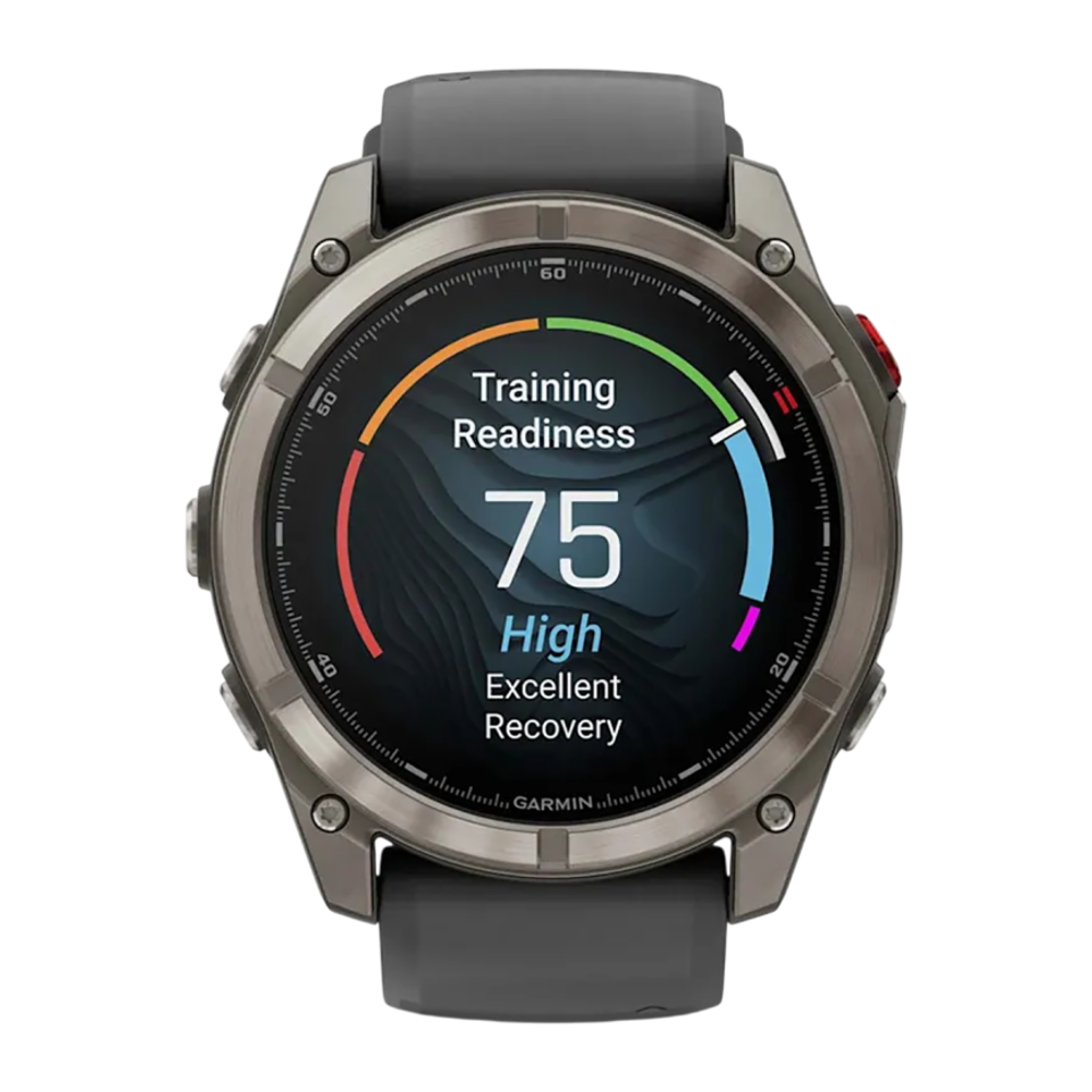 Cпортивные часы Garmin fenix 8 Pro, 51 мм, AMOLED, титан, сапфир, силиконовый ремешок цвета «графитовый/чёрный» Безель из титана, AMOLED-дисплей. Ремешок с классической застёжкой — на запястье обхватом 127–210 мм