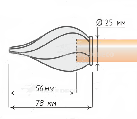 Наконечники для кованых карнизов d25 мм Твистер, цвет антик