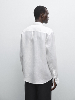 Massimo Dutti Рубашка из 100% льна стандартного кроя, белый