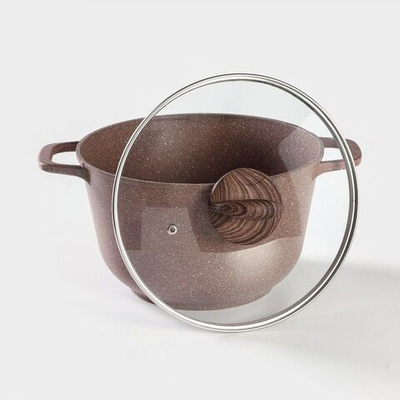 Литой алюминиевый казан «Брауни» со стеклянной крышкой (объем 5 литров) (Цвет: не задано)