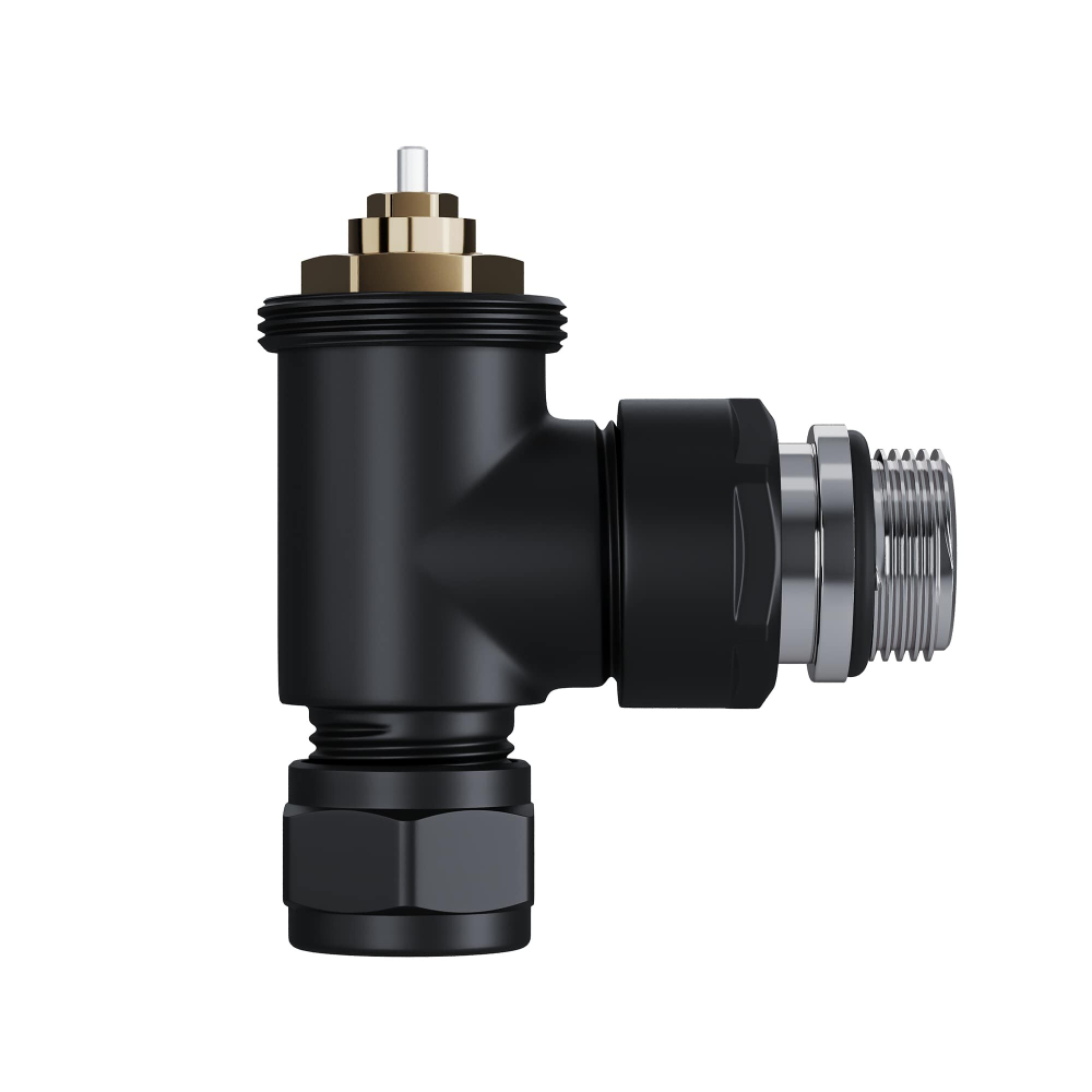 Набор термостатический угловой Royal Thermo Design Pro 15мм М30х1,5 (Черный)
