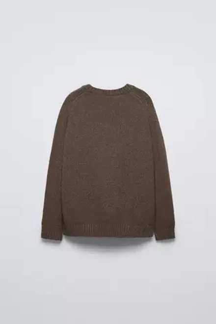 ZARA СВИТЕР ИЗ СМЕСОВОЙ ШЕРСТЯНОЙ ПРЯЖИ, КОРИЧНЕВЫЙ