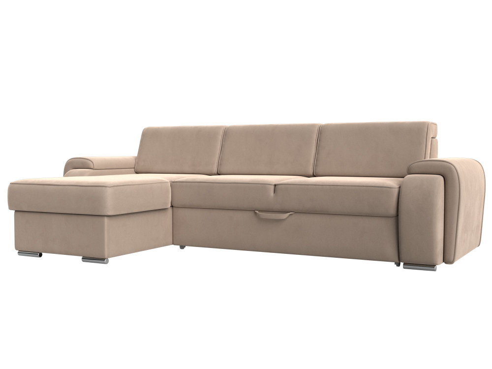 Диван угловой Лига-025 левый угол, Бежевый, Велюр, 119234L