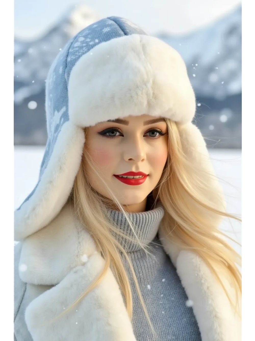 шапка зимняя ушанка вязаная с мехом