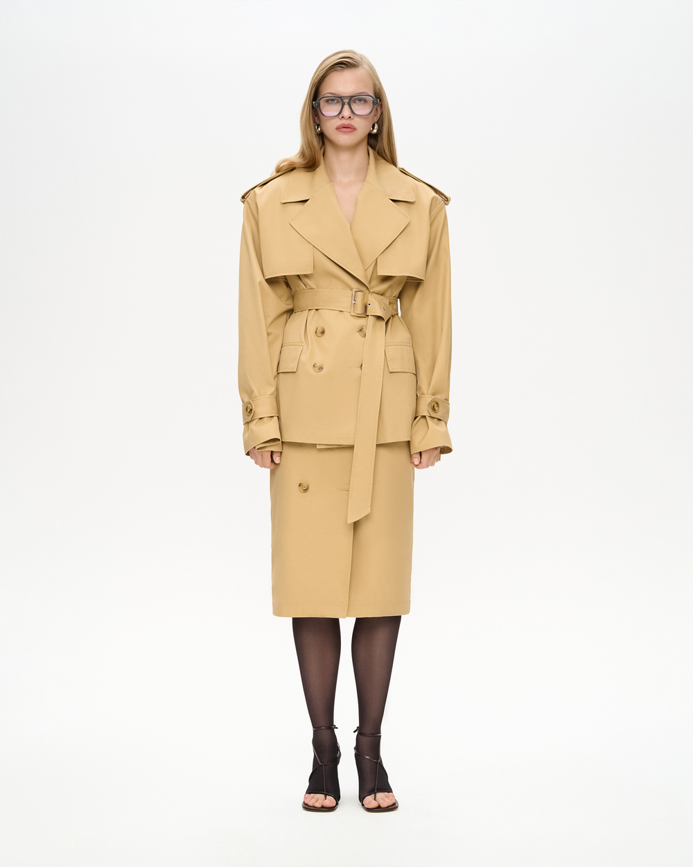 Юбка миди из хлопка с клапанами