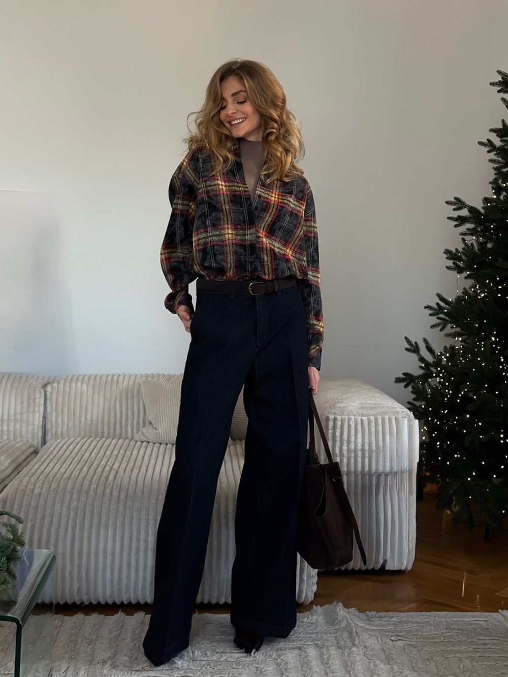 Рубашка Хельсинки удлиненная черно-желтая клетка