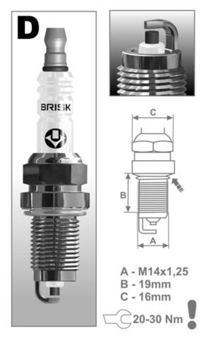 Свечи BRISK Super Forte 2110 16-клап. (4шт) Чехия SUPER FORTE / 1288 / DOR15YC1 /