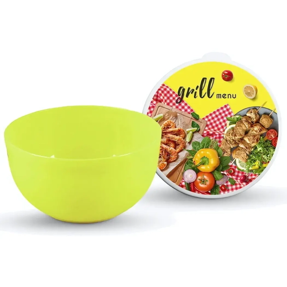 Миска 2л с крышкой «GRILL MENU» салатовый