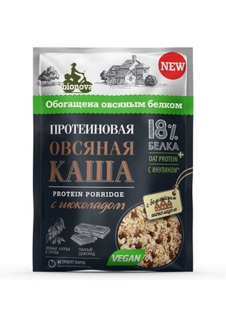 Каша быстрая протеиновая овсяная Bionova, с шоколадом, 40 г