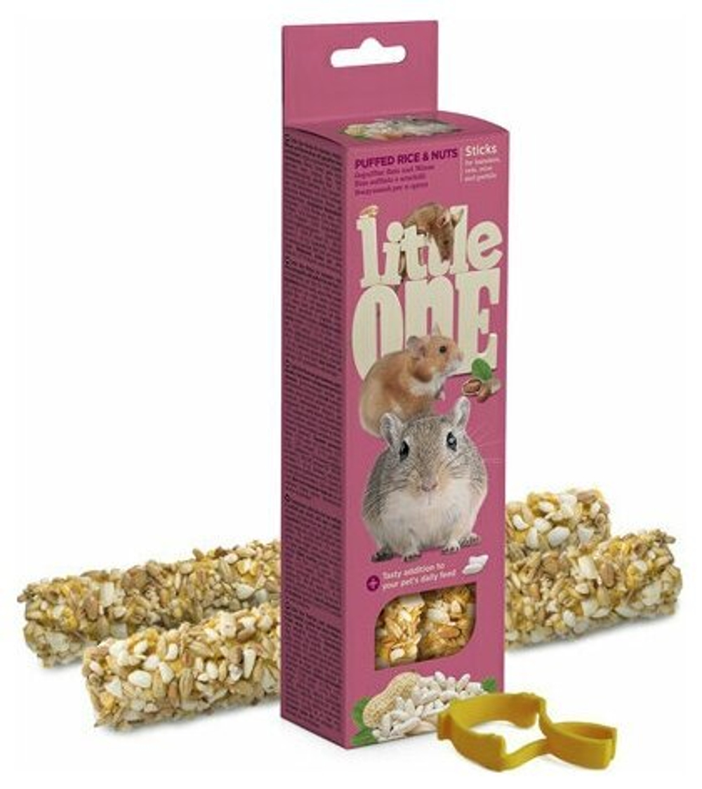 ЛИТЛ ВАН Палочки для хомяков, крыс, мышей и песчанок с воздуш рисом и орехами коробка 2*55г