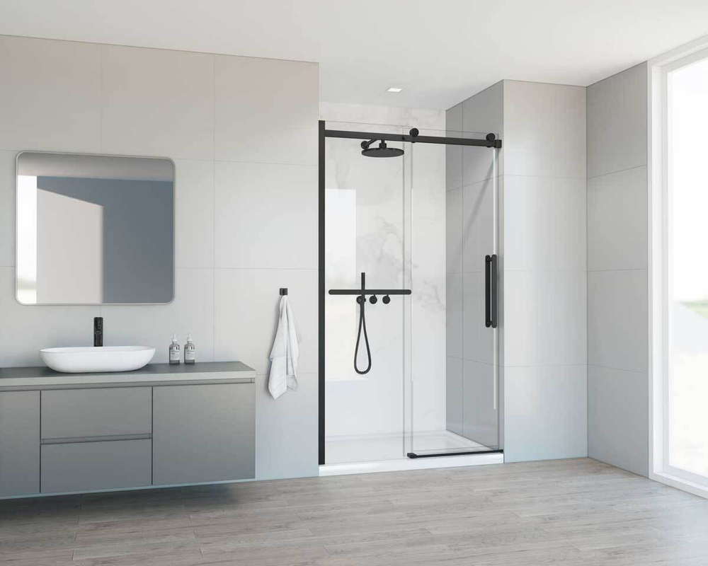 Душевая дверь Como Soft VDS-1CS110CLB, 1100, черный, стекло прозрачное