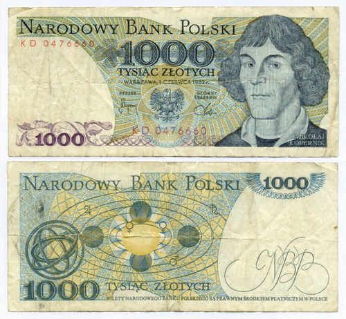 Банкнота Польша 1000 злотых 1982 год KD 0476660. F-VF