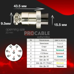 Кабель управления для блока АВР 25 метров / 8 пин / 0.75 мм