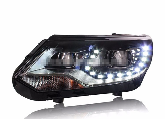 Передние фары VW Тигуан 2011-2016 V9 type [ТИГУАН 1 - рестайлинг; Комплект Л+П; яркие ходовые огни; светодиодные; биксеноновая линза]