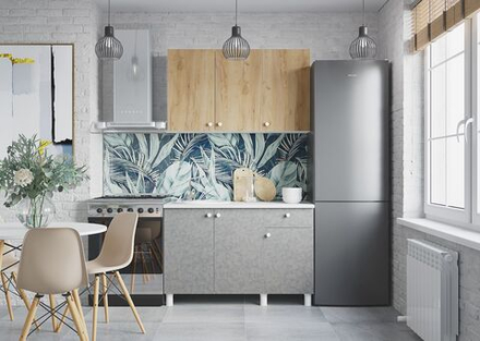 Кухонный гарнитур Горизонт POINT 120, ЛДСП, 120 см, золото/бетон