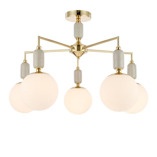 6580/5C CLASSI LN25 53 французское золото, серый/белый металл, керамика/стекло Люстра потолочная E14 5*40W 220V VIVIEN