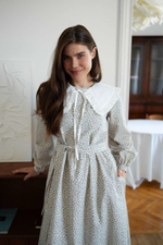 Платье Аврора из фланели, Кремовый с голубыми цветами